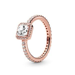 Square Sparkle Halo Ring